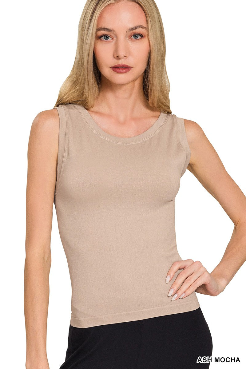 Ash Mocha Seamless Scoop Neck Layer Top