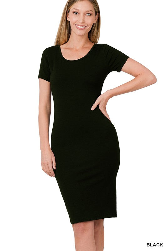 Black Cotton Blend Short Sleeve Layering Dress – Main & Co Kingdom Wear