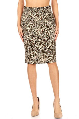 Mini Leopard Print Stretch Band Denim Skirt