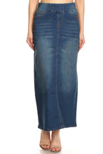 Load image into Gallery viewer, Long Vintage Wash Stretch Band Denim Skirt