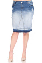 Load image into Gallery viewer, Blue Blush Ombre Wash Denim Skirt