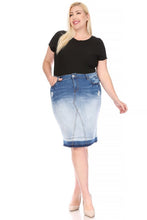 Load image into Gallery viewer, Blue Blush Ombre Wash Denim Skirt