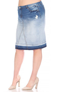 Blue Blush Ombre Wash Denim Skirt