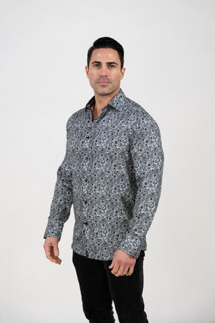 White with Dense Black Paisley Dress Shirt – Main & Co Kingdom Wear