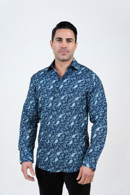 Blue Paisley Dress Shirt