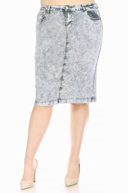 Sand Blast Denim Skirt