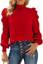 Load image into Gallery viewer, Red Bubble Sleeve Blouse
