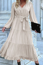 Load image into Gallery viewer, Apricot V-Neck Tiered Dress