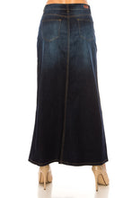 Load image into Gallery viewer, Long Dark Indigo Wash Denim Skirt