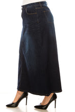 Load image into Gallery viewer, Long Dark Indigo Wash Denim Skirt