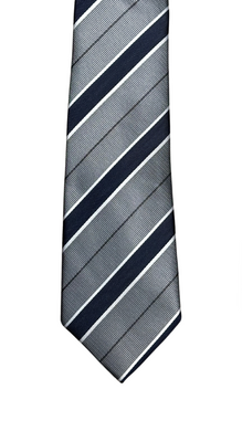 Silver & Navy Stripe Tie