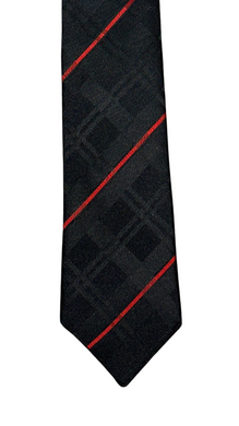 Black Plaid & Red Stripe Tie