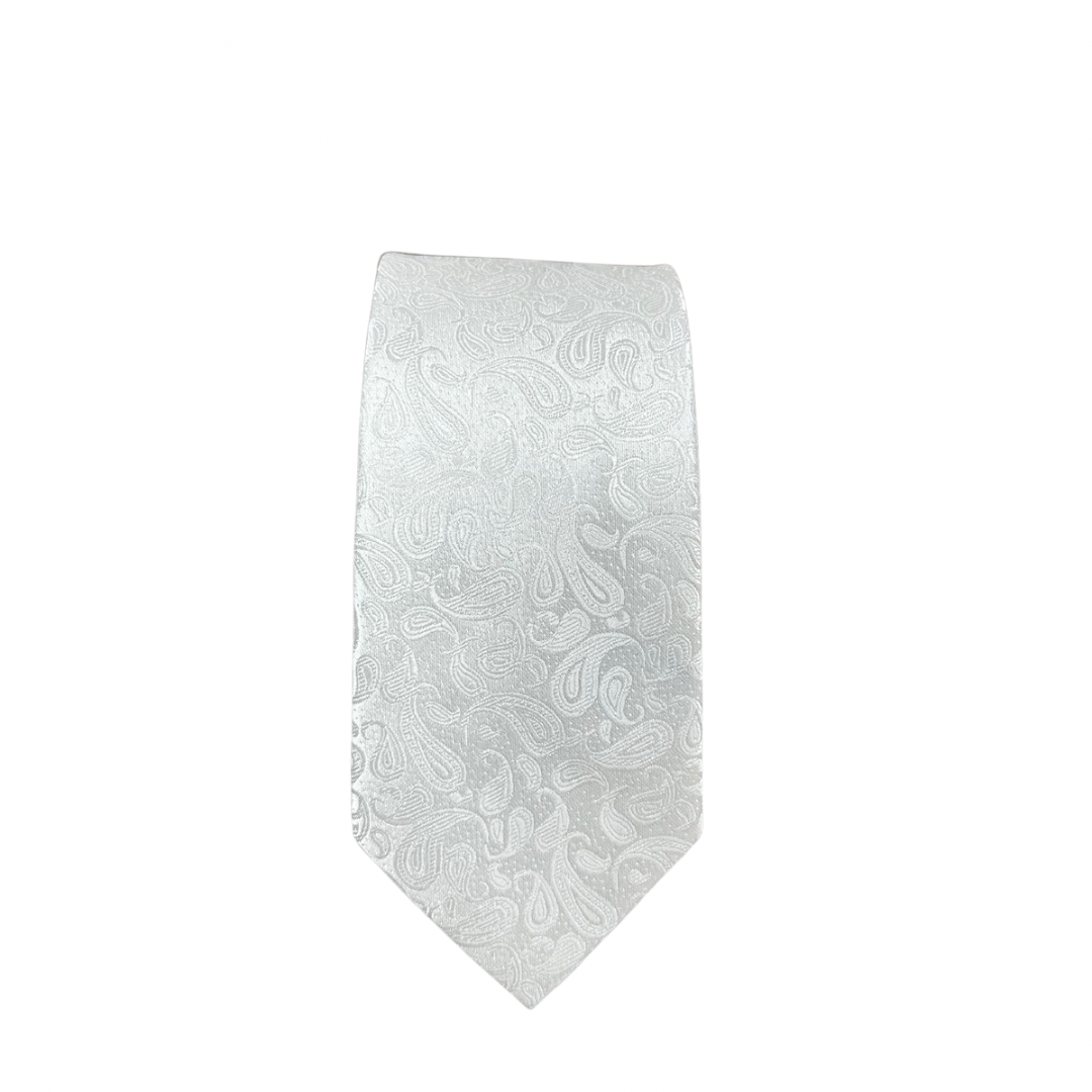 Pure White Paisley Tie