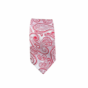 Monochrome Red Paisley Tie