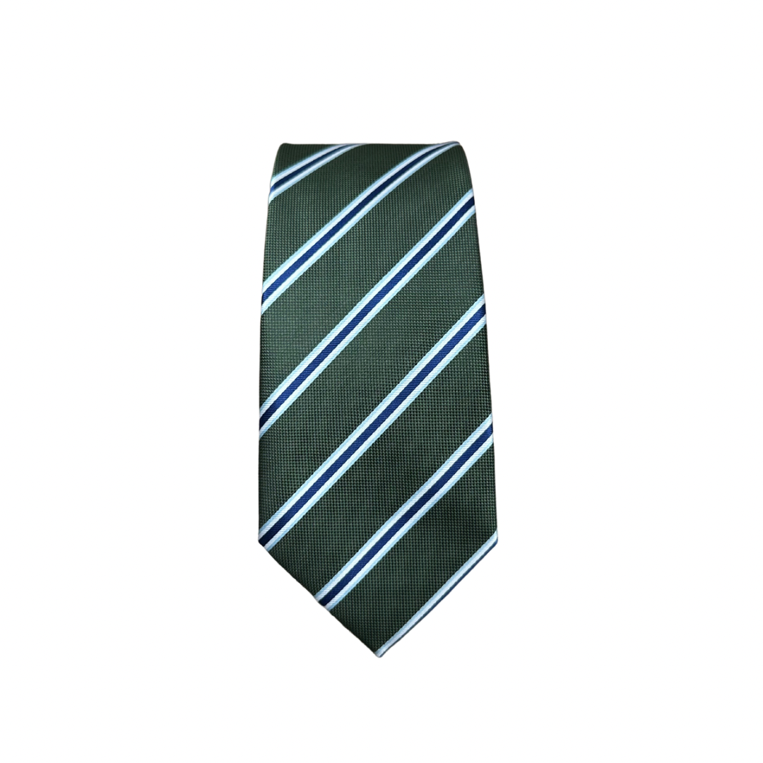 Hunter Green & Navy Striped Tie