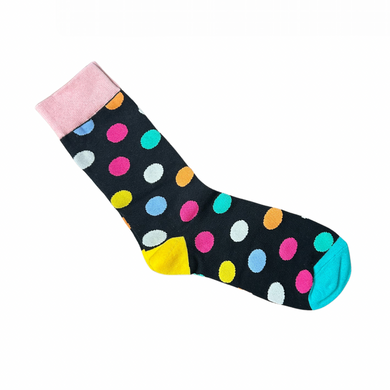 Black Multicolor Dot Socks