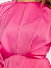 Load image into Gallery viewer, PINK LONG SLEEVE SELF TIE SATIN MAXI DRESS