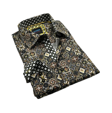 Barker Cognac Contrast Sleeve Dress Shirt