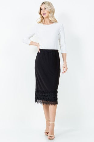 Black Crochet Bottom Slip Extender Skirt