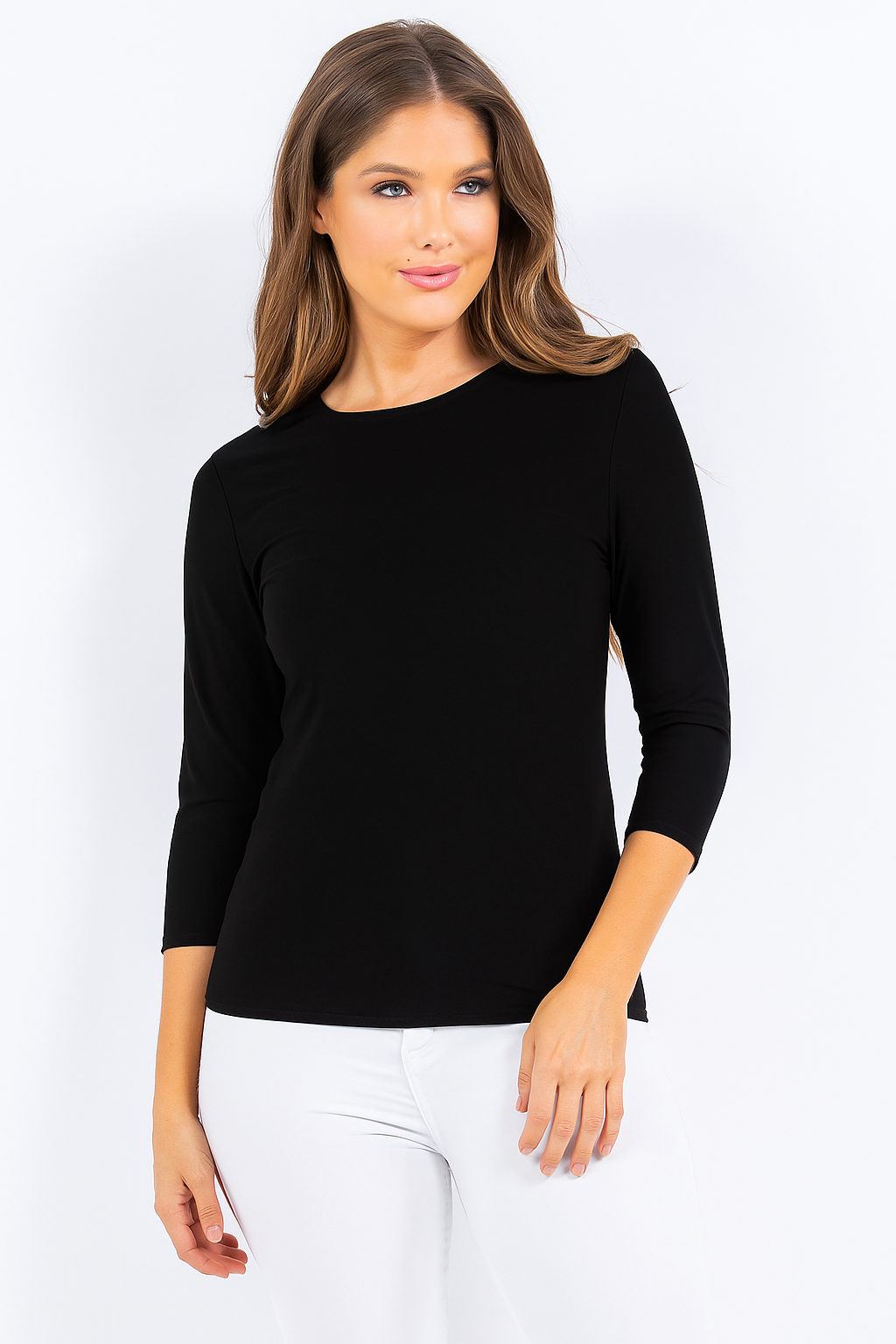 Black 3/4 Sleeve Layering Top