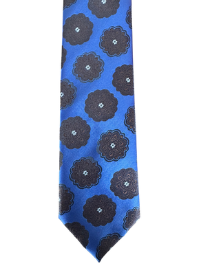 Blue Floral-Medallion Tie