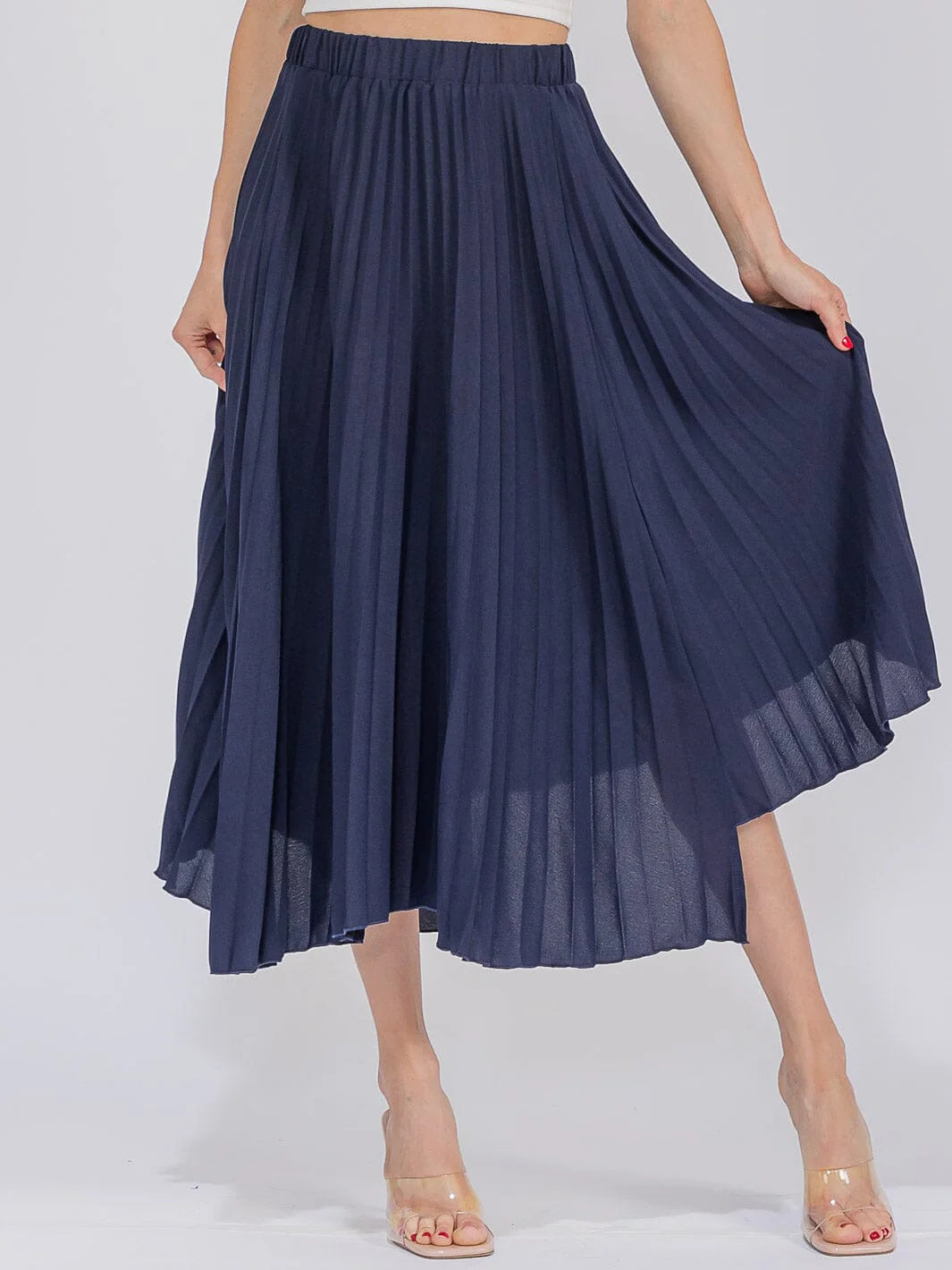 HIGH-LOW PLEATED MAXI SKIRT