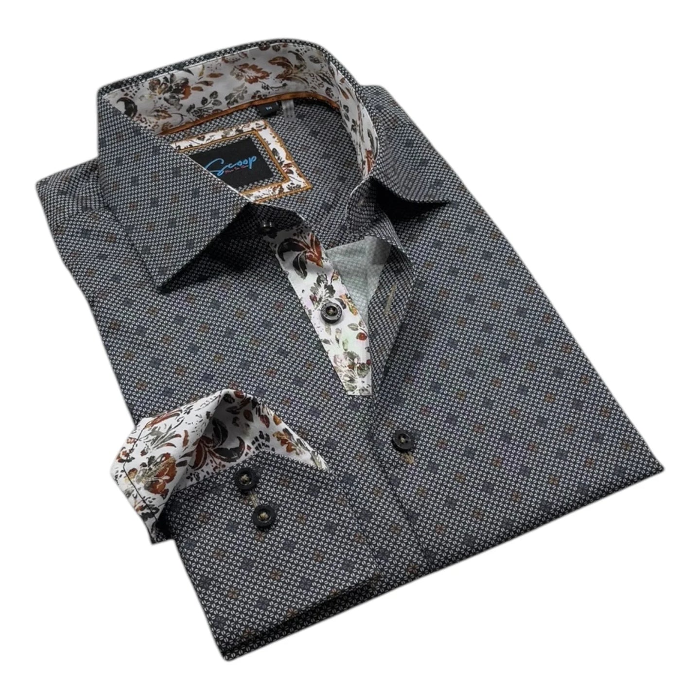Charm Caviar Contrast Sleeve Dress Shirt