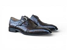 Load image into Gallery viewer, Carrucci Chestnut Ostrich Embossed Monk Strap