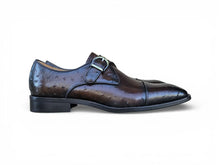 Load image into Gallery viewer, Carrucci Chestnut Ostrich Embossed Monk Strap