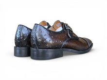 Load image into Gallery viewer, Carrucci Chestnut Ostrich Embossed Monk Strap