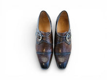Load image into Gallery viewer, Carrucci Chestnut Ostrich Embossed Monk Strap