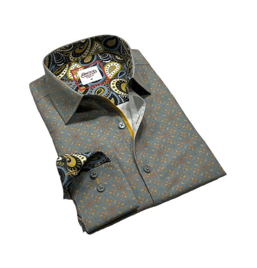 Claire Slate Contrast Sleeve Dress Shirt