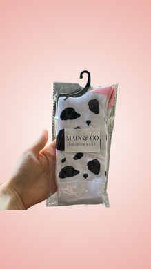 White Cow Print Socks