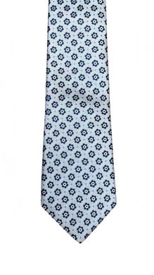 White & Blue Floral Tie