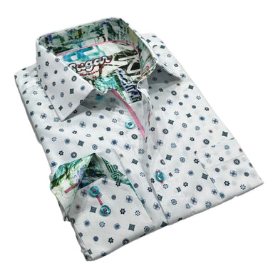 Fluora Sky Contrast Sleeve Dress Shirt