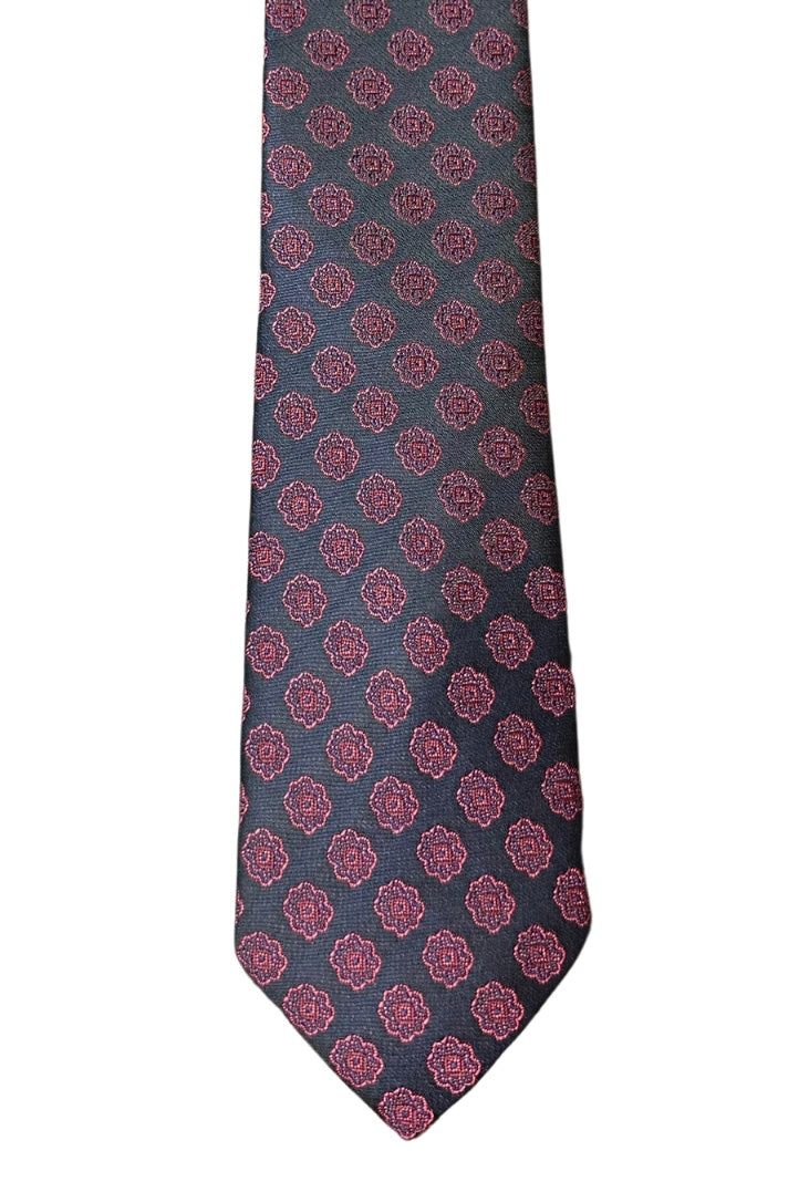 Dark Red Floral Tie