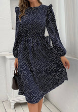 Load image into Gallery viewer, Black Polka Dot Button Down Detail Dress