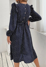 Load image into Gallery viewer, Black Polka Dot Button Down Detail Dress