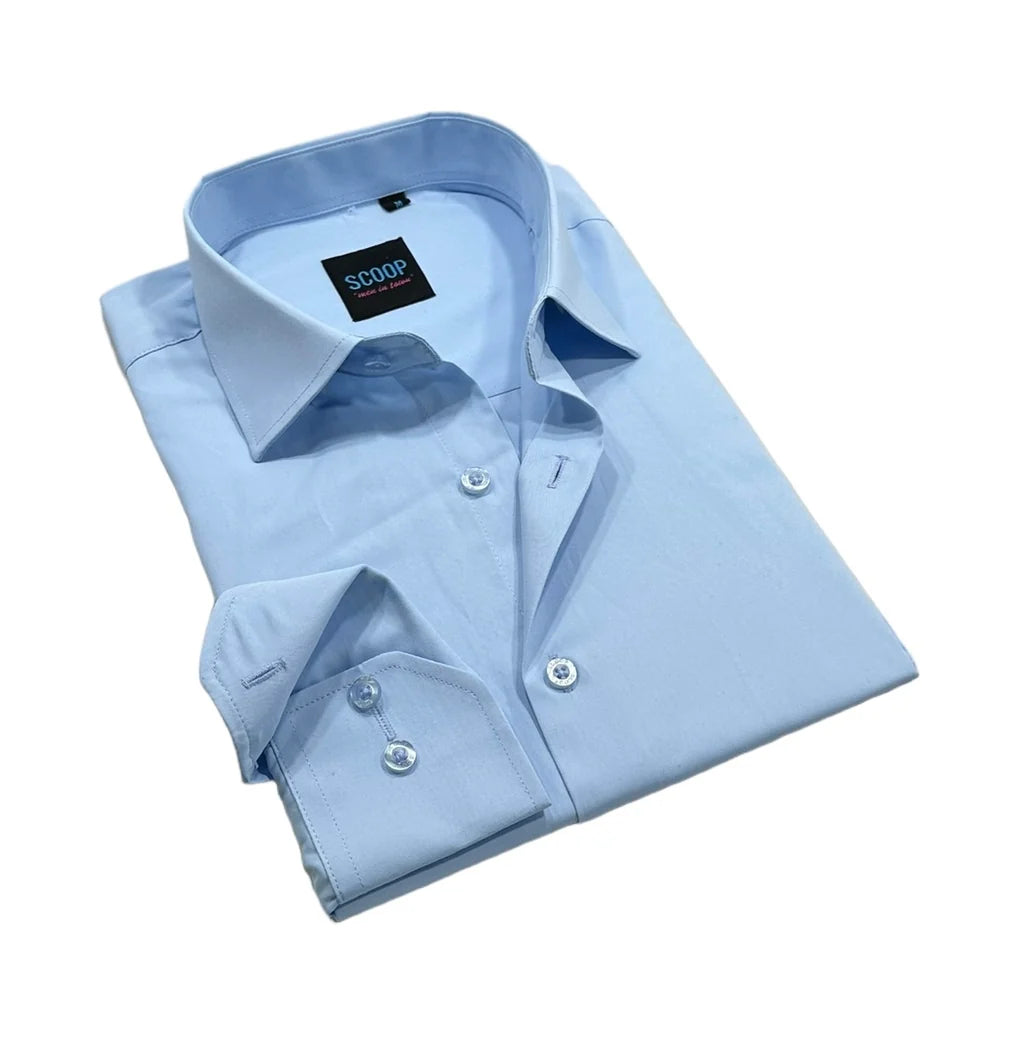 Grady Light Blue Scoop Dress Shirt