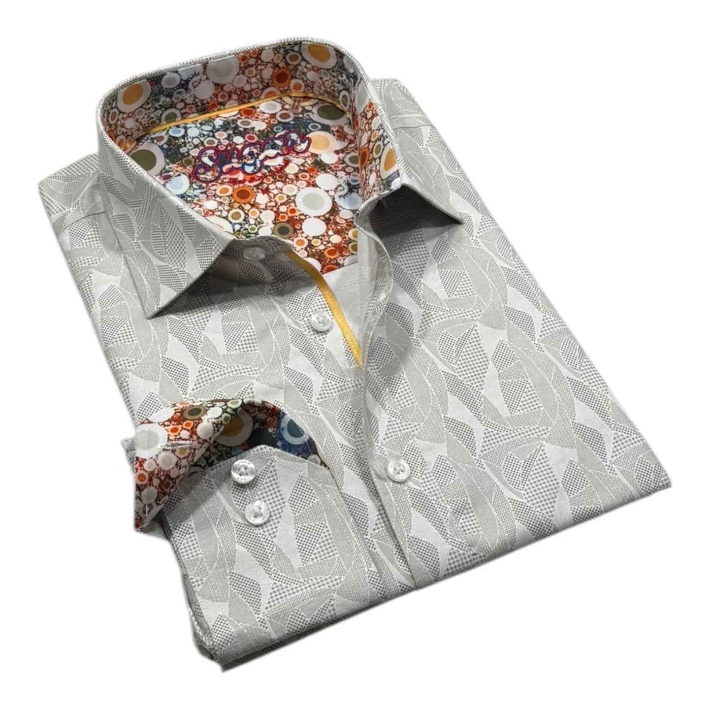 Gramy Tan Contrast Sleeve Dress Shirt