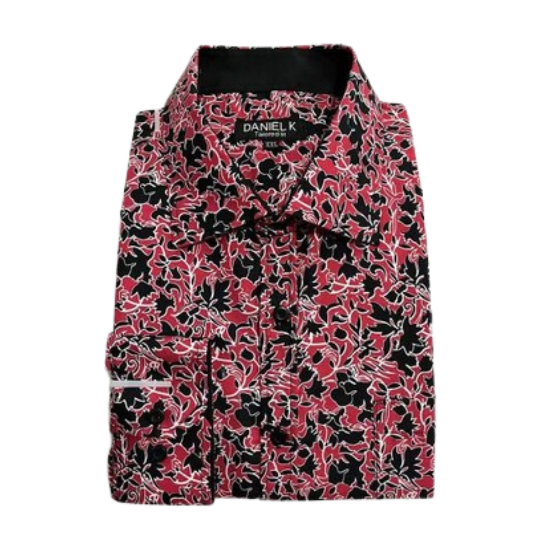 Black & Red Floral Dress Shirt