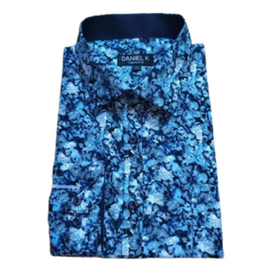 Faded Blue Floral Dress Shirt