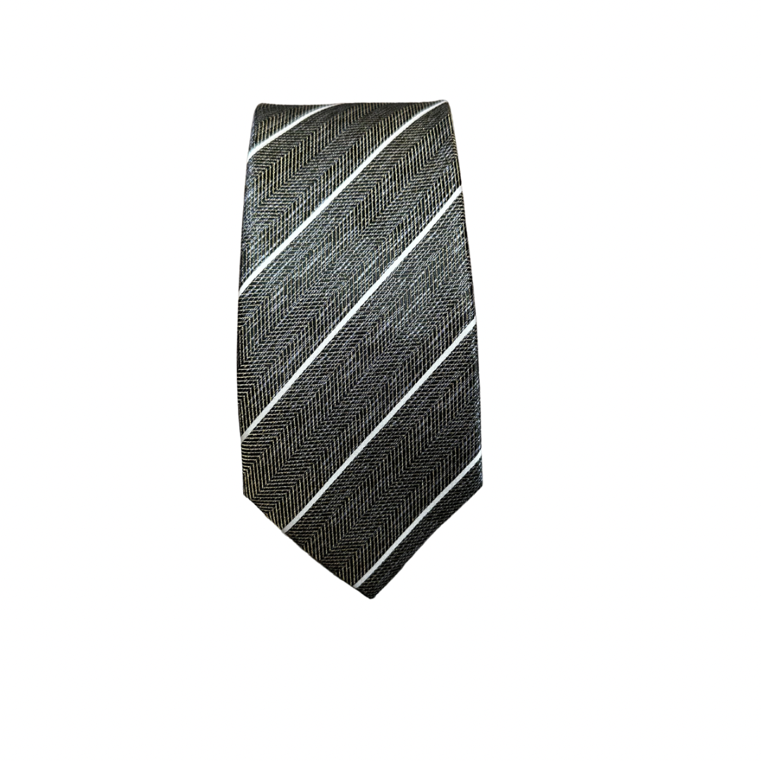 Metallic Blue & Gold Striped Tie
