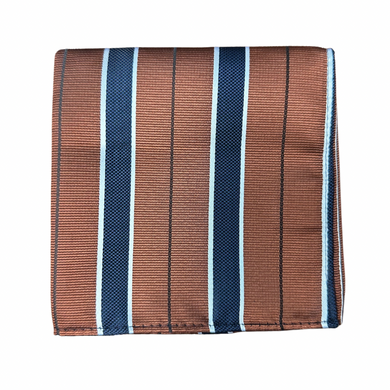 Navy & Burnt Orange Stripe Handkerchief