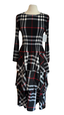 Pleated & Ruffled Plaid Dress