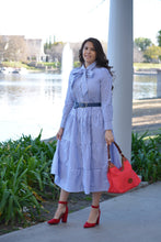 Load image into Gallery viewer, Antalya Blue Striped Cotton Dress