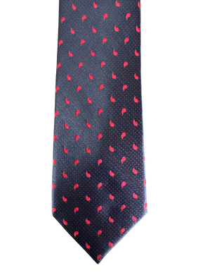 Navy Red-Paisley Teardop Tie