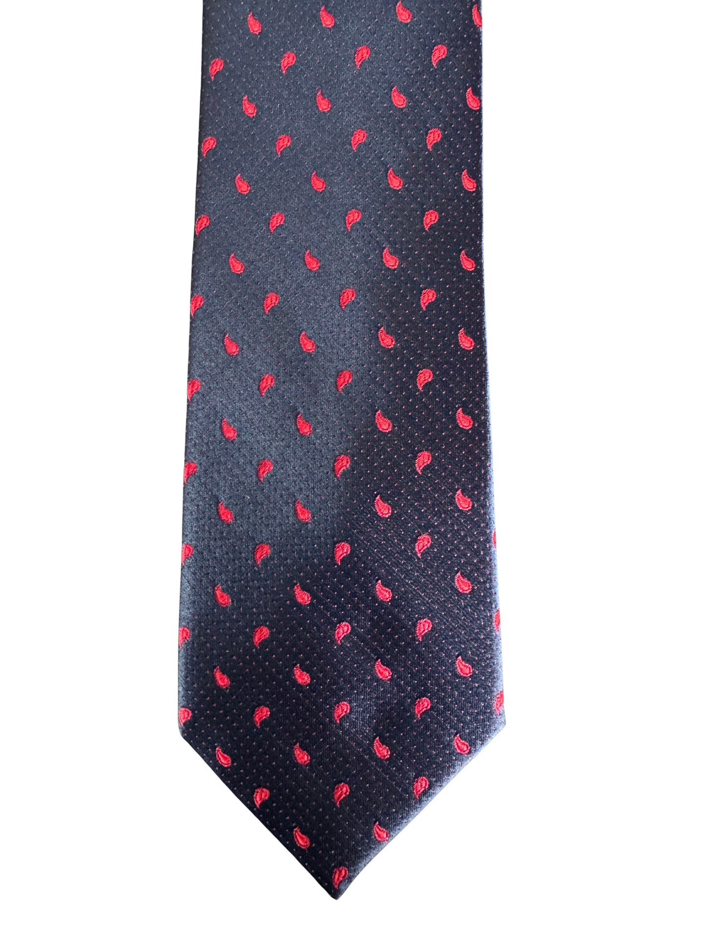 Navy Red-Paisley Teardop Tie