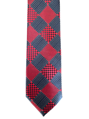 Red-Navy Checkered Tie