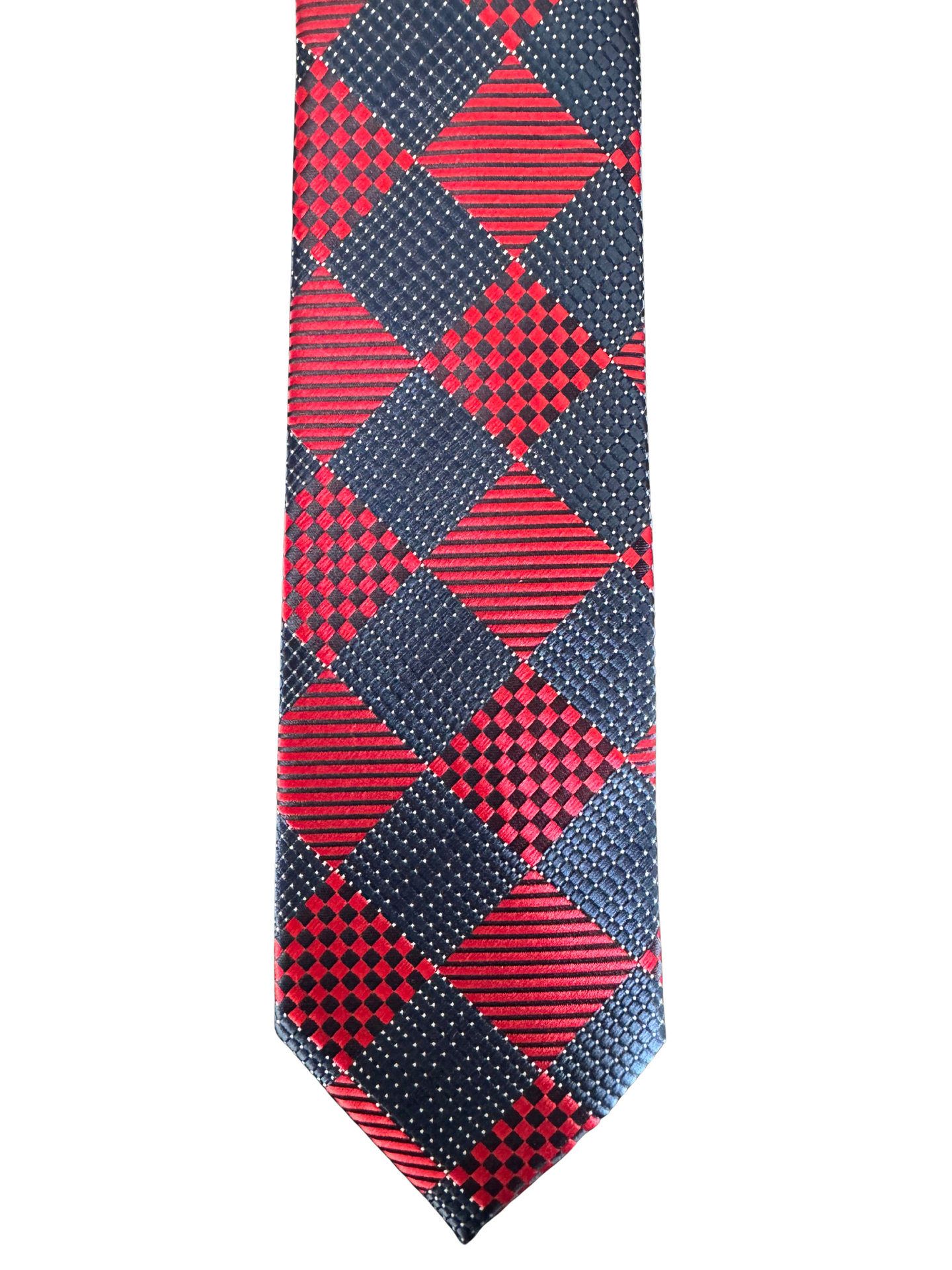 Red-Navy Checkered Tie